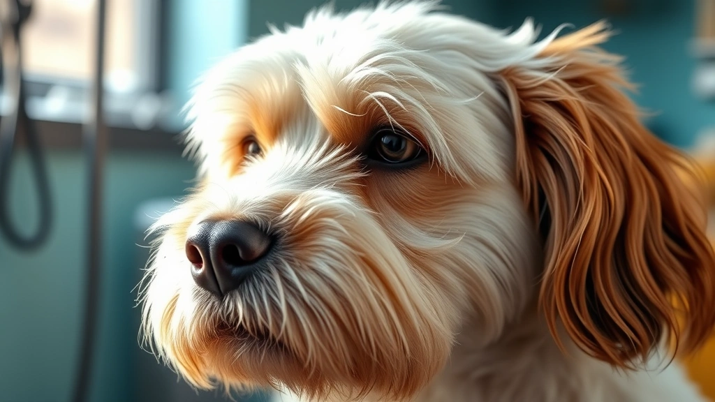 hypoallergenic dog shampoo -
Photorealistic image of a dog’s healthy, shiny coat after grooming, close