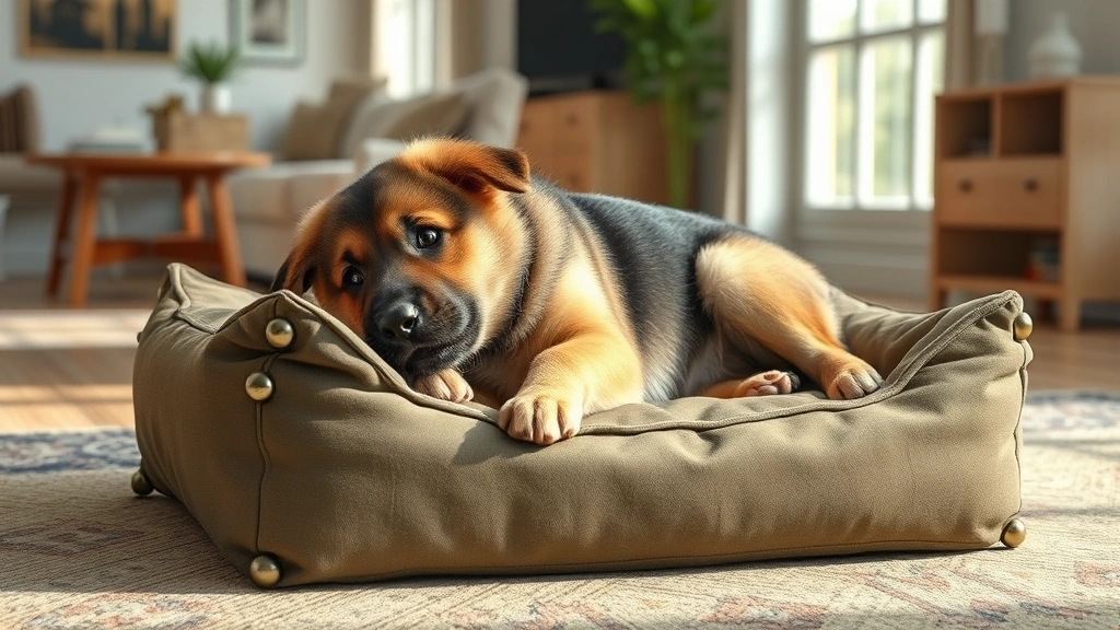 indestructible dog bed -
Photorealistic image of a German Shepherd puppy attempting to chew on a militar