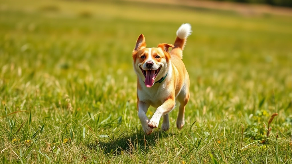 interceptor for dogs -
A dog running and playing joyfully in a grassy field on a sunny day, looking he