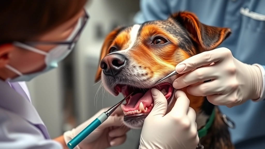 is a dog's mouth cleaner than a human's -
Photorealistic image of a dog at a veterinary dental cleaning appointment, vet 