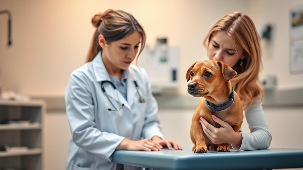 is avocado bad for dogs -
Photorealistic photo of a concerned female veterinarian in white coat examining