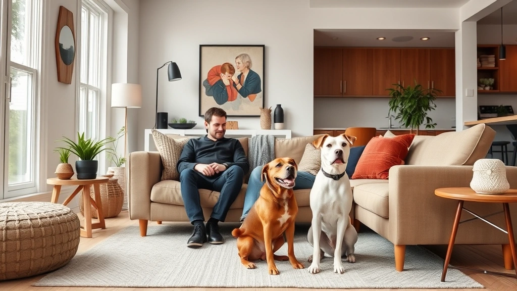 is baking soda dangerous for dogs -
sitting in a modern living room with their attentive dog beside them
