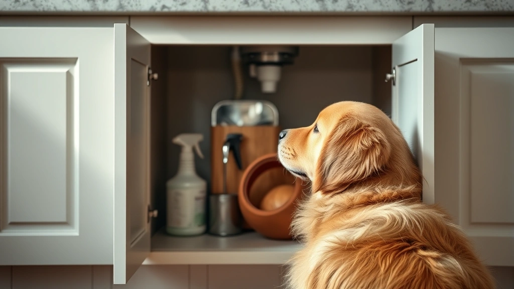 is borax poison to dogs -
Photorealistic image of a golden retriever looking curious at an open cabinet u