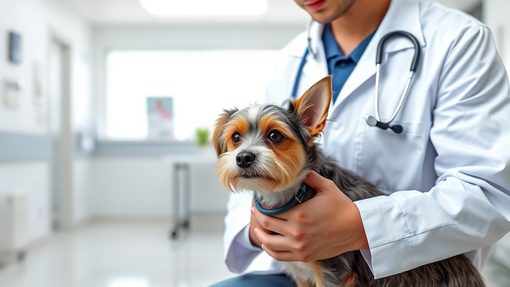 is cedarwood oil safe for dogs -
Photorealistic image of a veterinarian in a white coat examining a small terrie