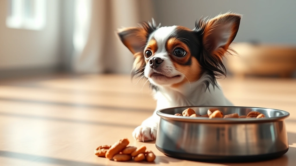 is cesar a good dog food -
Photorealistic image of a small breed dog (Chihuahua or similar) sitting next t