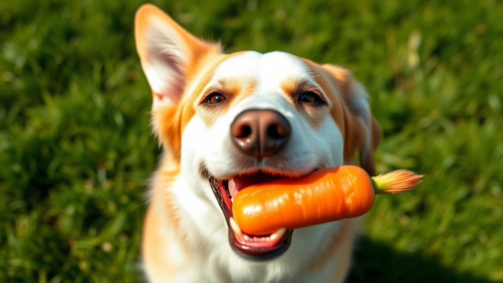 is cinnamon good for dogs -
A happy dog eating a carrot treat outdoors, photorealistic style, sunny day wit