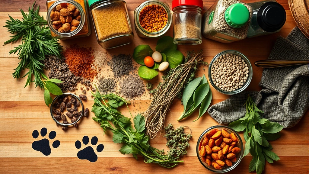 is clove oil safe for dogs -
Overhead flat lay of various spice containers and dried herbs on a kitchen coun
