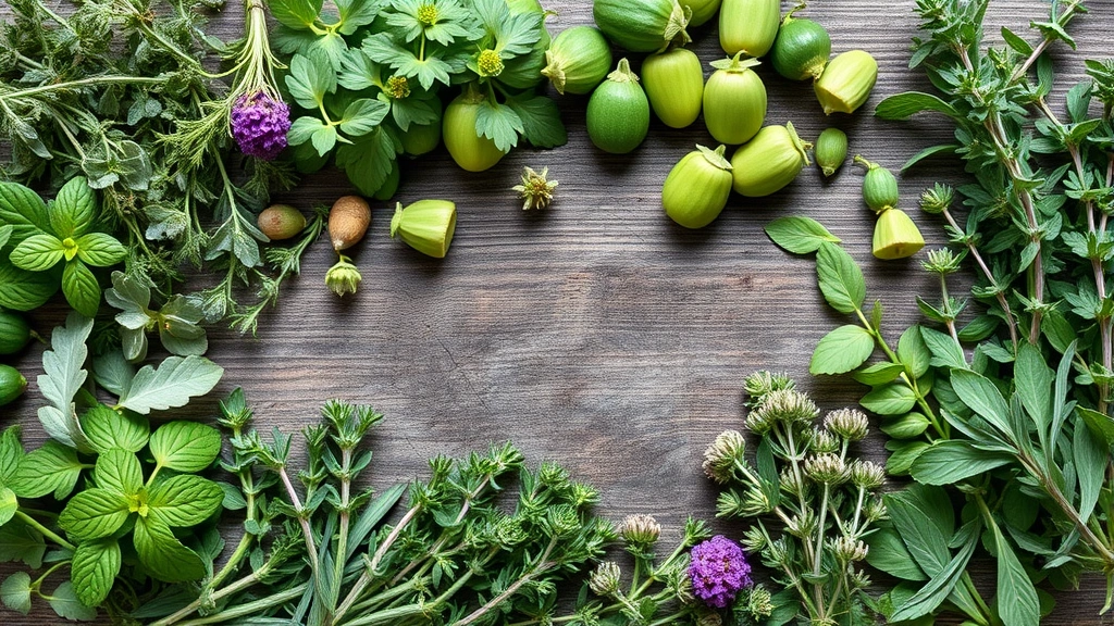 is creeping thyme safe for dogs -
Photorealistic flat lay of various fresh herbs including creeping thyme
