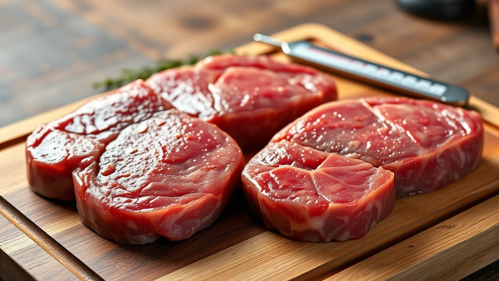 is deer meat good for dogs -
Photorealistic image of raw venison steaks on a wooden cutting board with a the