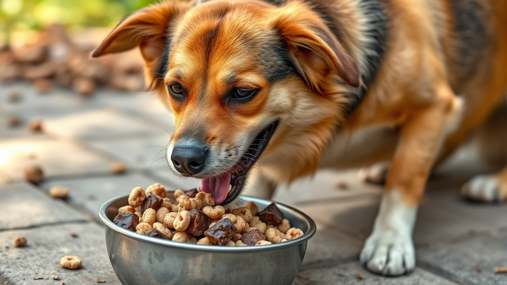 is deer meat good for dogs -
Photorealistic image of a happy medium-sized dog eating from a bowl with cooked