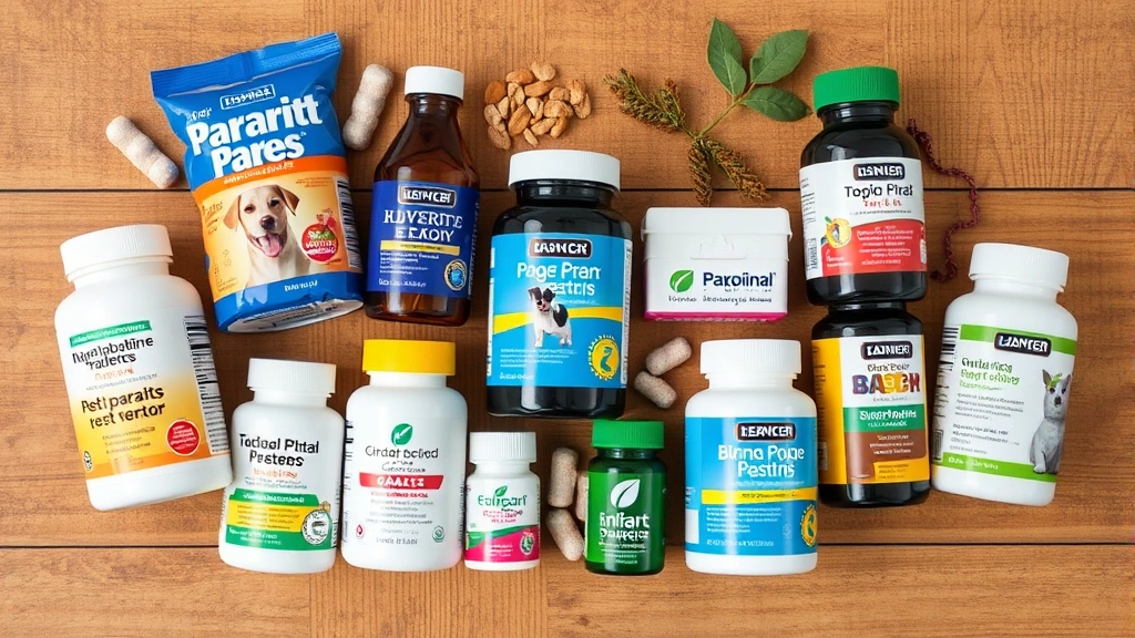 is diatomaceous earth safe for dogs -
Photorealistic flat lay of various pet parasite prevention products including t