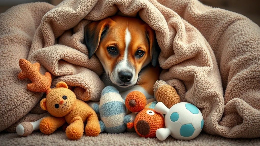 is false pregnancy in dogs dangerous -
Photorealistic image of a dog nesting with blankets and toys
