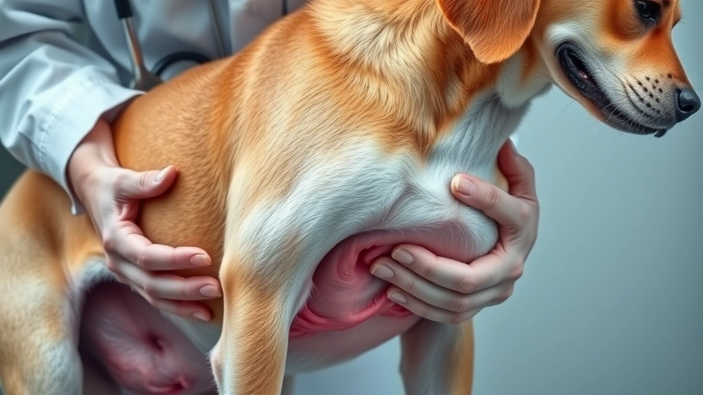 is false pregnancy in dogs dangerous -
Photorealistic veterinary examination scene showing a vet checking a dog’