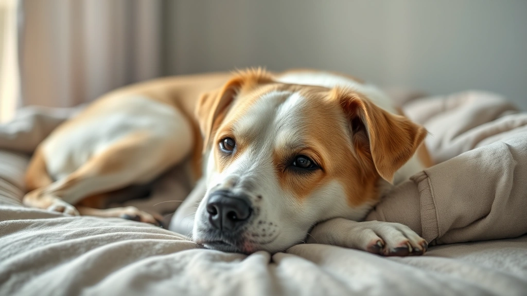 is ginger ok for dogs -
Photorealistic image of an elderly senior dog lying comfortably on a soft bed
