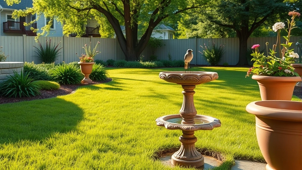 is heartworm contagious in dogs -
Photorealistic image of a serene backyard garden with standing water in a birdb