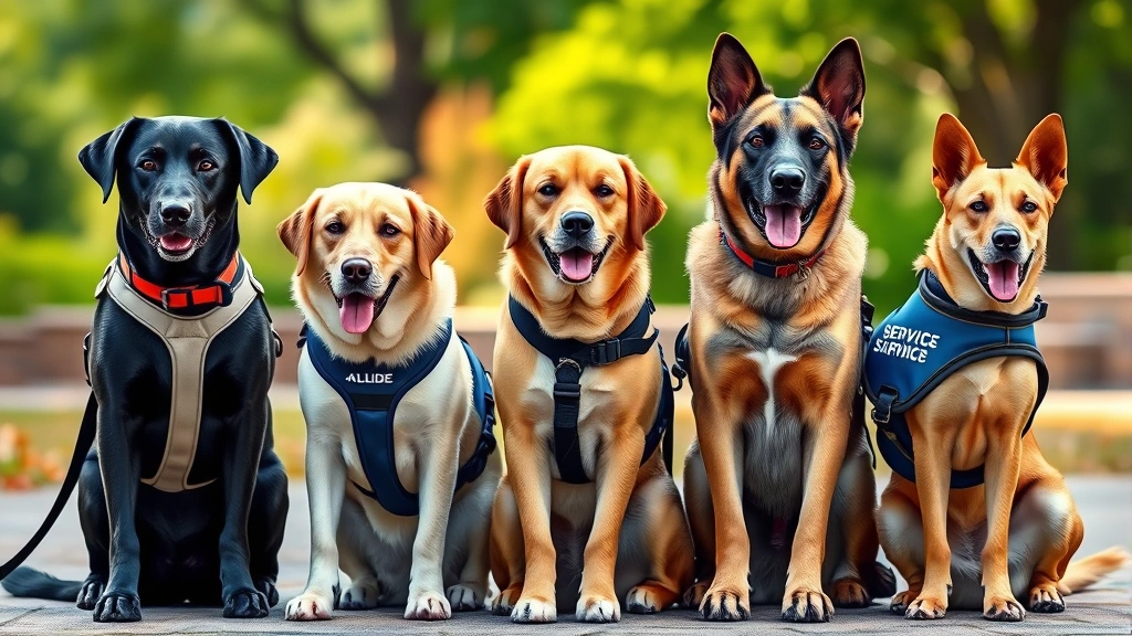 is hobby lobby dog friendly -
Photorealistic image of various service dog types including a guide dog, mobili
