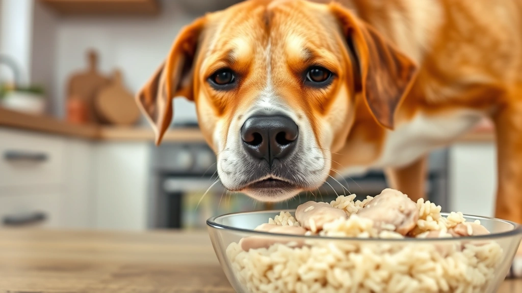 is imodium safe for dogs -
Photorealistic image of a healthy dog eating from a bowl of plain boiled chicke