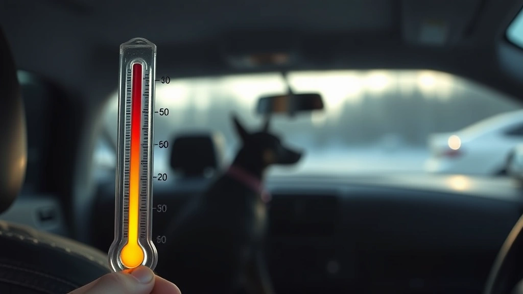 is it illegal to leave your dog in the car -
A thermometer showing rising temperature inside a parked car with a blurred dog