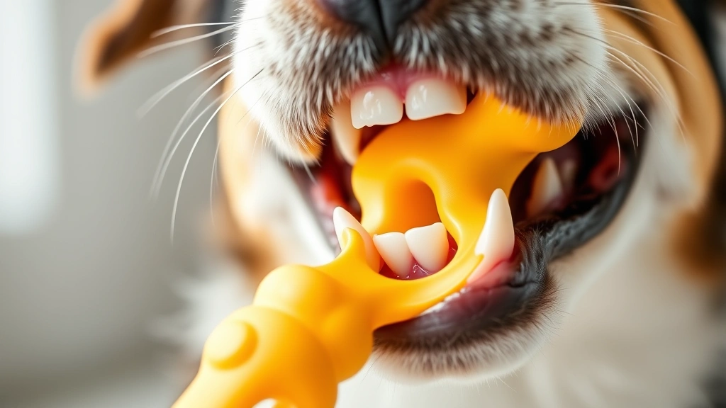 is it ok for dogs to chew on sticks -
Close-up of a dog’s mouth showing dental health and safe rubber chew toy,
