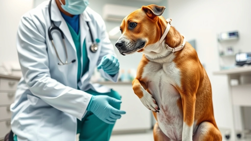 is it ok for dogs to chew on sticks -
Veterinarian examining a concerned dog’s abdomen during consultation in m