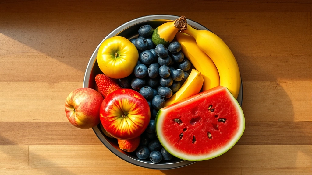 is lime bad for dogs -
Photorealistic overhead shot of a variety of safe dog-friendly fruits including