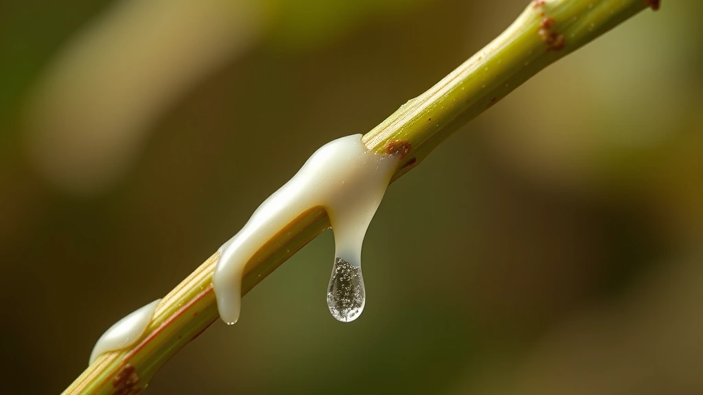 is milkweed plant poisonous to dogs -
Photorealistic photo of milkweed stem with milky white sap dripping, showing th