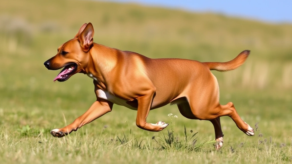 is purina one a good dog food -
muscular dog with shiny coat running through a grassy field