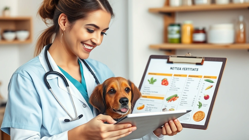 is tofu good for dogs -
with a friendly female veterinarian pointing to nutritional information on a cl