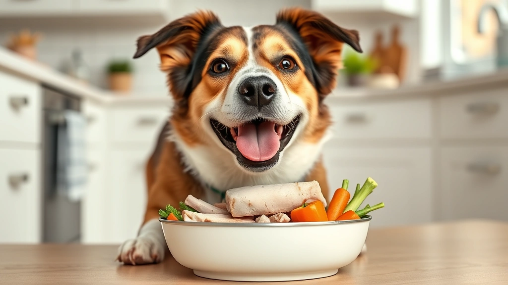 is turkey good for dogs -
A happy medium-sized dog eating from a bowl containing plain turkey and vegetab