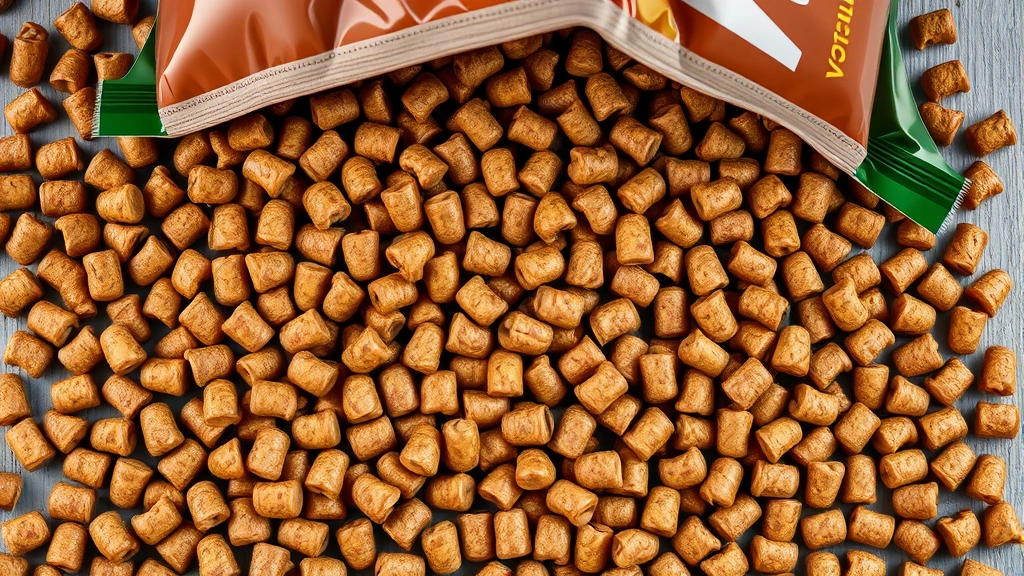 is victor dog food good -
Photorealistic overhead shot of opened bag of Victor dog food with kibble pouri