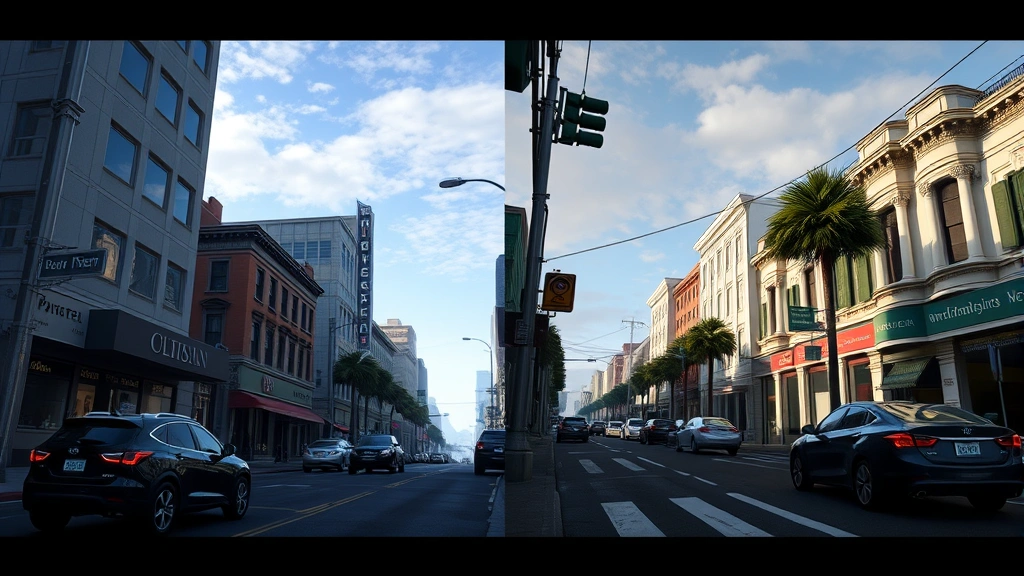 is watch dogs 2 cross platform -
Photorealistic image of a split-screen showing the same San Francisco street sc