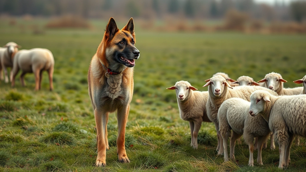 kangal dog price -
Photorealistic image of a Kangal dog in a working environment with a flock of s