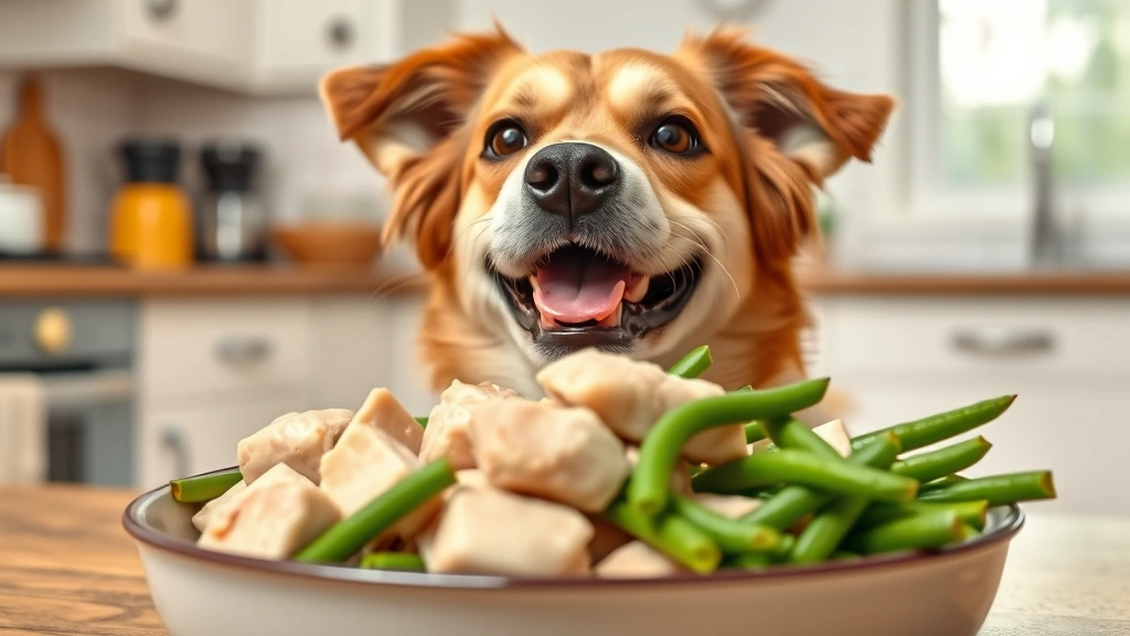 kosher hot dogs -
Photorealistic image of a happy medium-sized dog looking at a bowl of plain boi