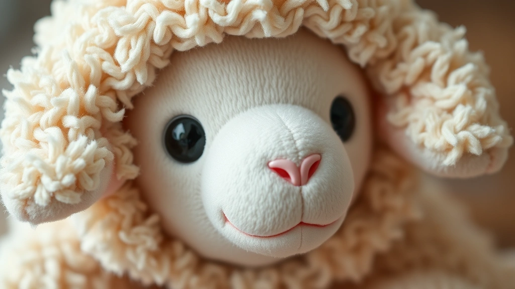 lambchop dog toy -
Photorealistic close-up of a lambchop-shaped plush dog toy showing detailed tex