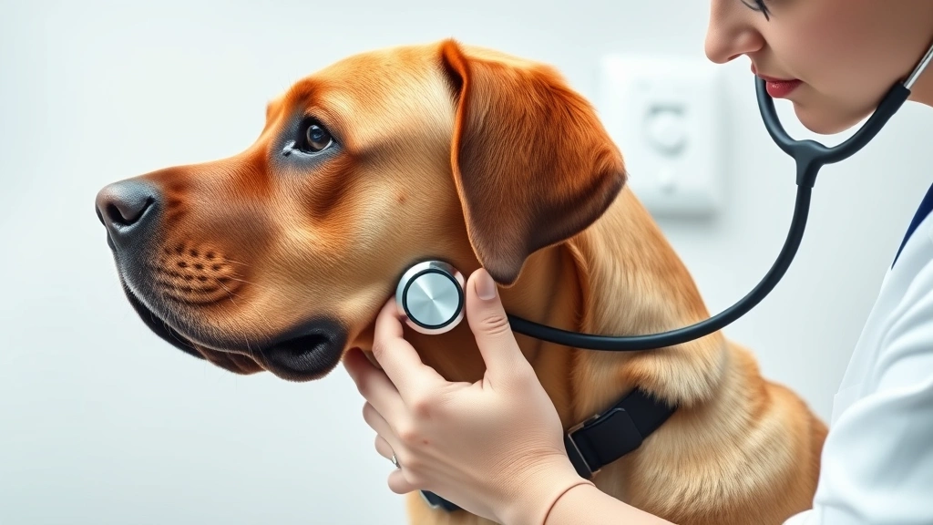 laryngeal paralysis in dogs -
Photorealistic side profile of a large breed dog like a Labrador during examina