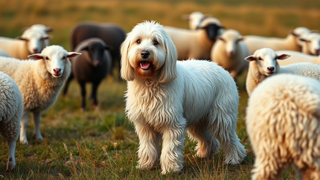 lgd dog -
Photorealistic image of a Komondor dog with distinctive corded coat standing am