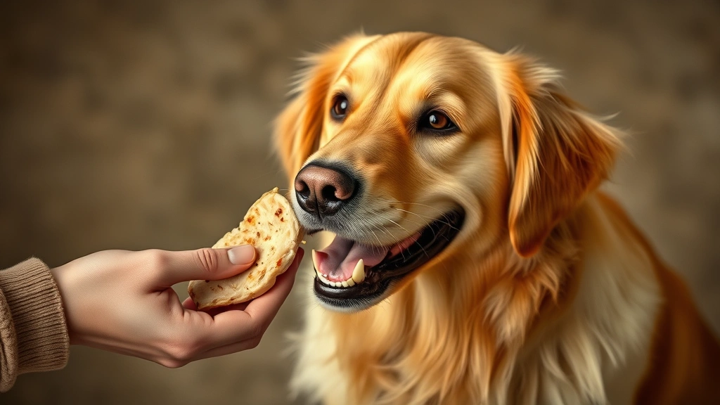 low-fat human food options -
Photorealistic photo of a happy golden retriever being offered a plain cooked c