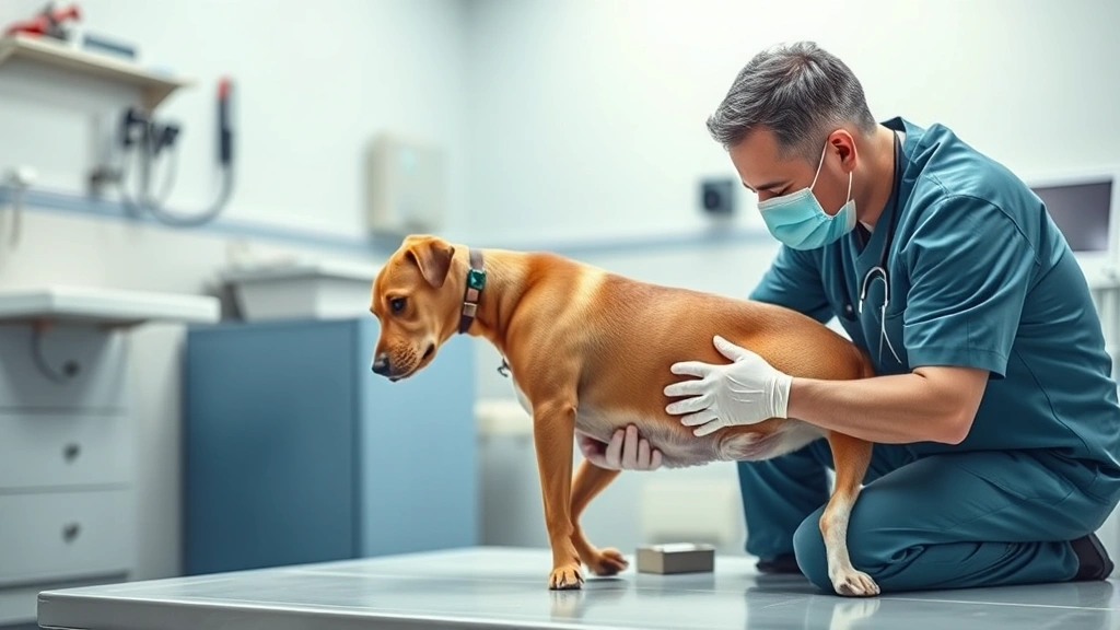 lyme disease symptoms in dogs -
Photorealistic image of a veterinarian examining a dog’s joint and leg du