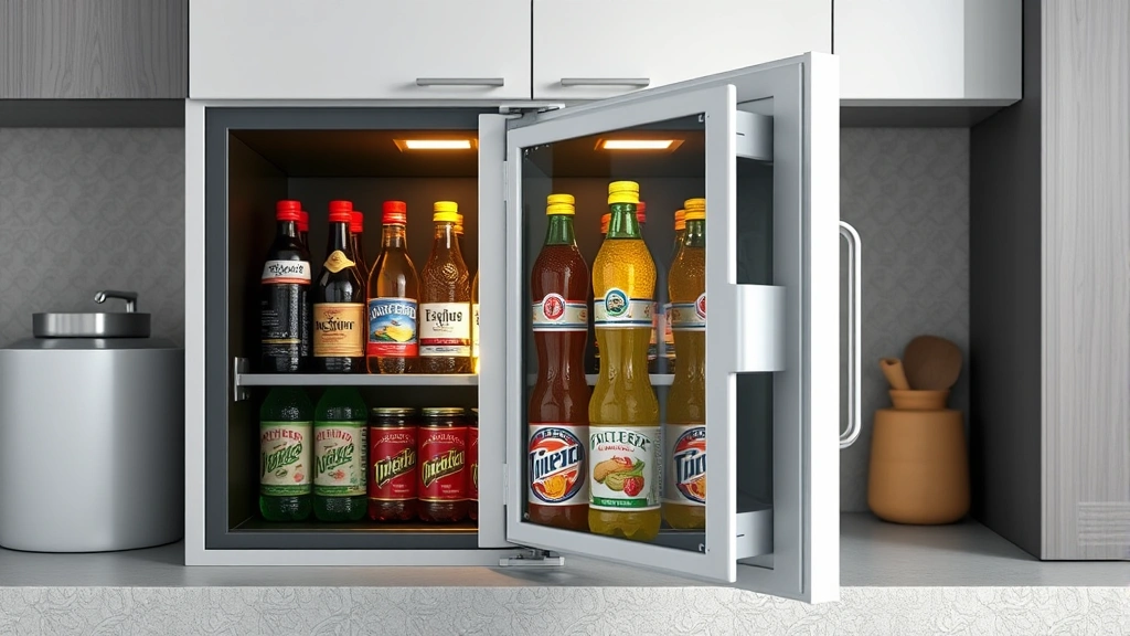 mad dog alcohol -
Photorealistic image of secure kitchen cabinet with various beverages stored sa