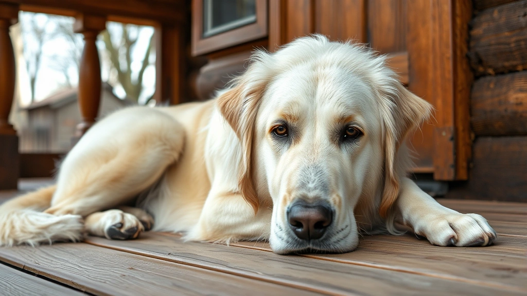 maremma sheepdog dogs -
Photorealistic photo of a Maremma Sheepdog lying down on a wooden porch, lookin