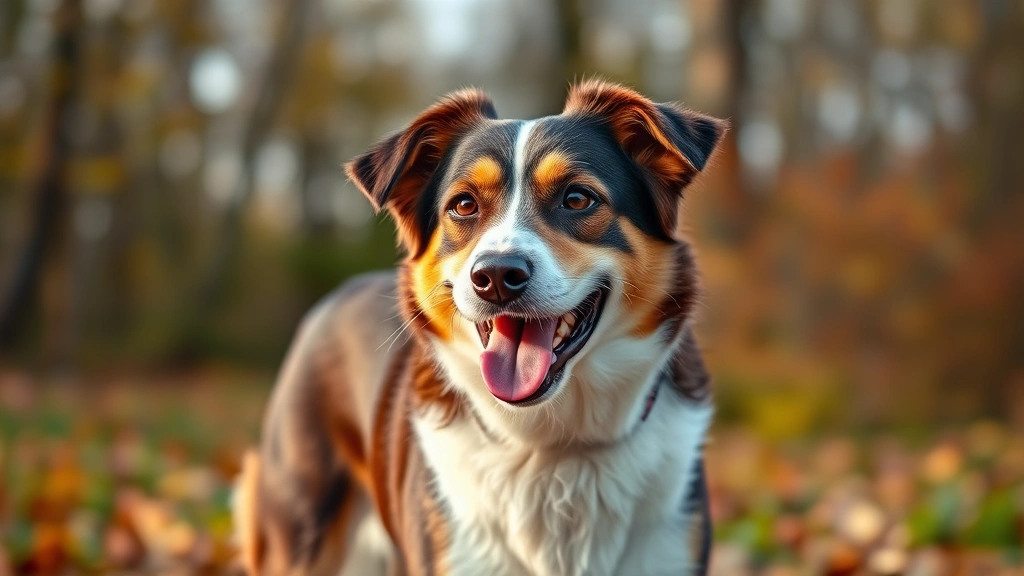 mashed pumpkin for dogs -
Photorealistic image of a happy medium-sized dog with glossy coat standing outd