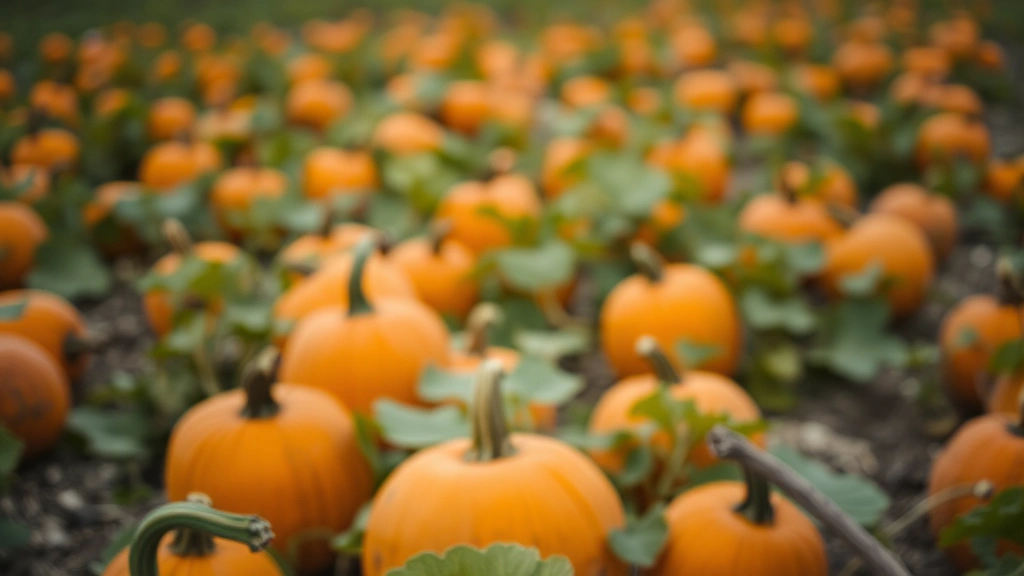 mashed pumpkin for dogs -
blurred pumpkin patch in background
