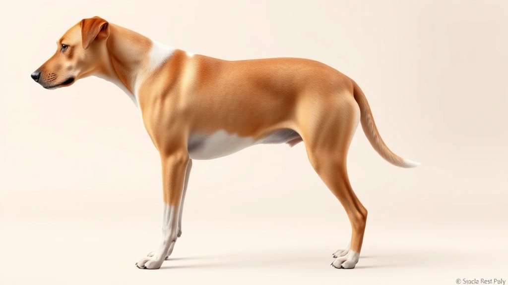 measuring pet food -
Photorealistic image of a healthy dog with ideal body condition score, showing