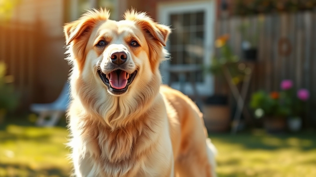 morning feeding benefits -
A healthy dog with shiny coat standing in a sunny backyard showing vitality and