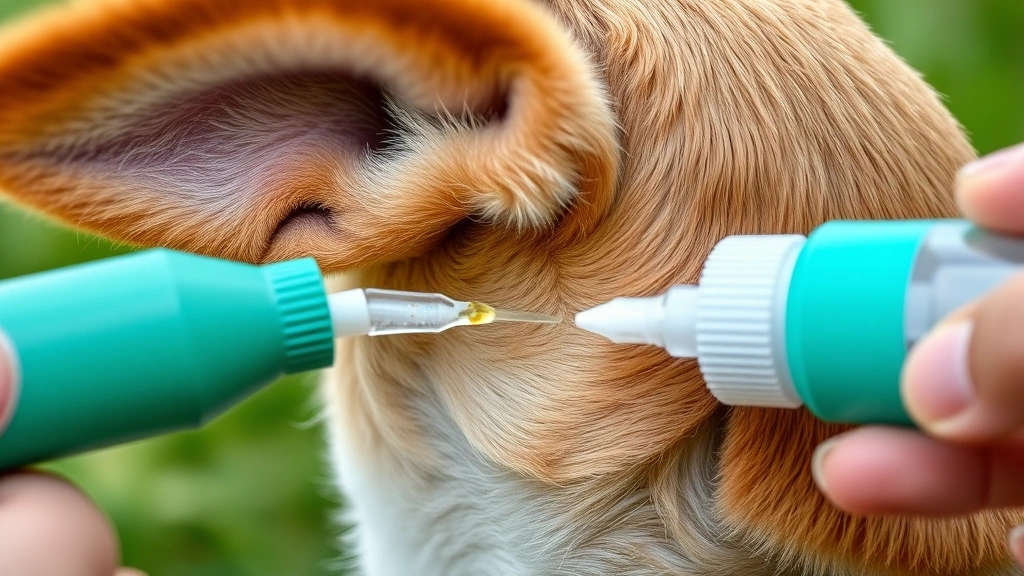 mosquito repellent for dogs -
photorealistic close-up of a dog’s ear and neck area being treated with a