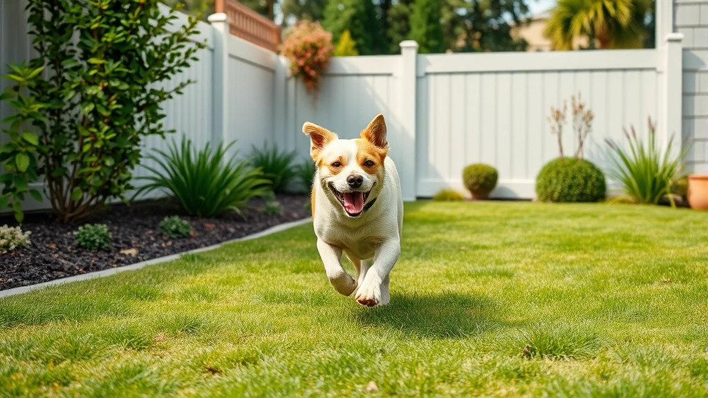 mulch dog -
A happy dog running through a pet-safe yard with natural landscaping, green gra