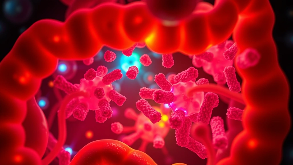 multi-strain probiotics for pets -
showing beneficial bacteria colonies in the intestines glowing with vibrant col