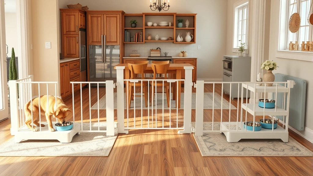 multiple pet feeding solutions -
Photorealistic image of a multi-pet household dining area with separate feeding