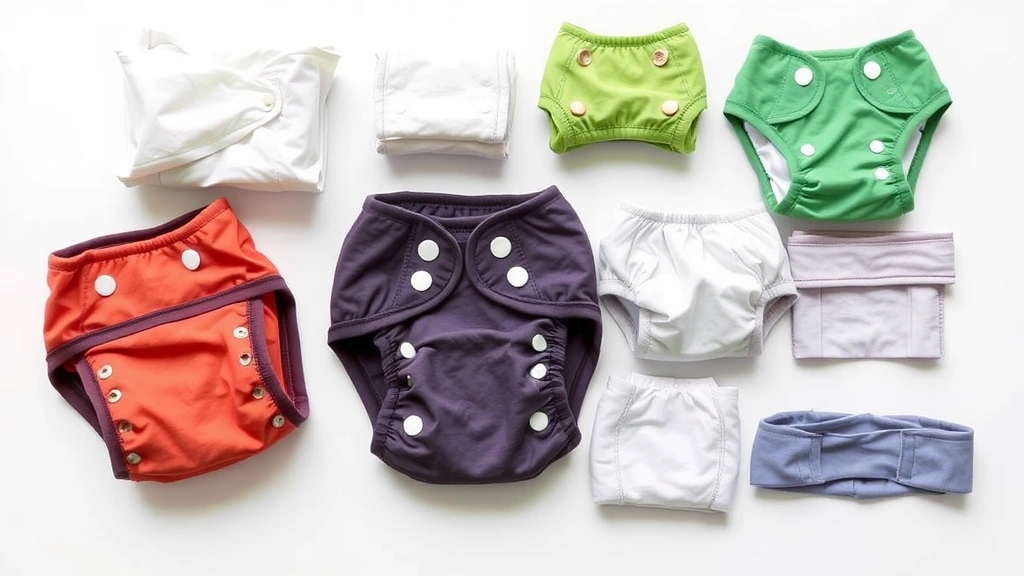 nappies for dogs on heat -
Photorealistic overhead view of various dog heat diaper products arranged neatl