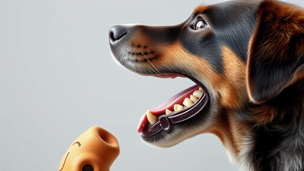 natural dog chews -
Photorealistic side profile of a dog’s open mouth showing healthy white t